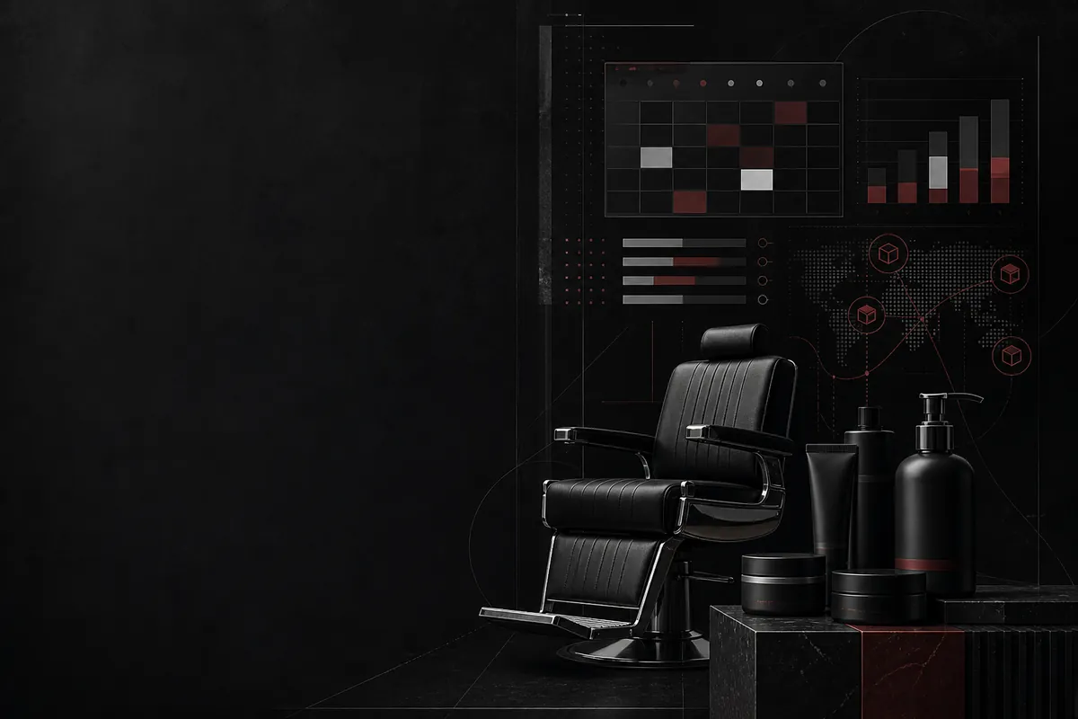 Vista de la plataforma Barber Core con agenda, indicadores y productos de barbería